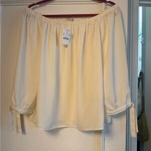 NWT, off the shoulder, J Crew top. Cream colored
